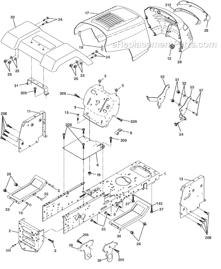 Page B Diagram and Parts List for WE165T42A  Weed Eater Lawn Tractor